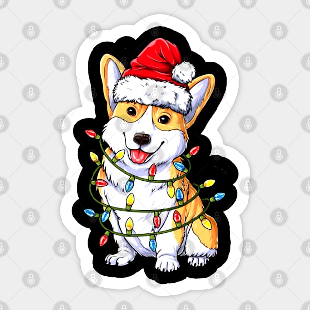 Corgi light Christmas Sticker by Risset